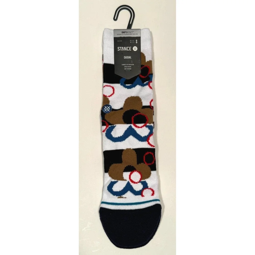 NEW Stance Casual Crew Socks Maui Flowers Men's Size Small 3-5.5 Women's 5-7.5